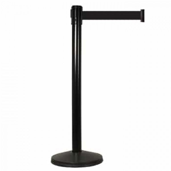 Black Stanchion Post with Black Retractable Belt - Only sold in Pairs
