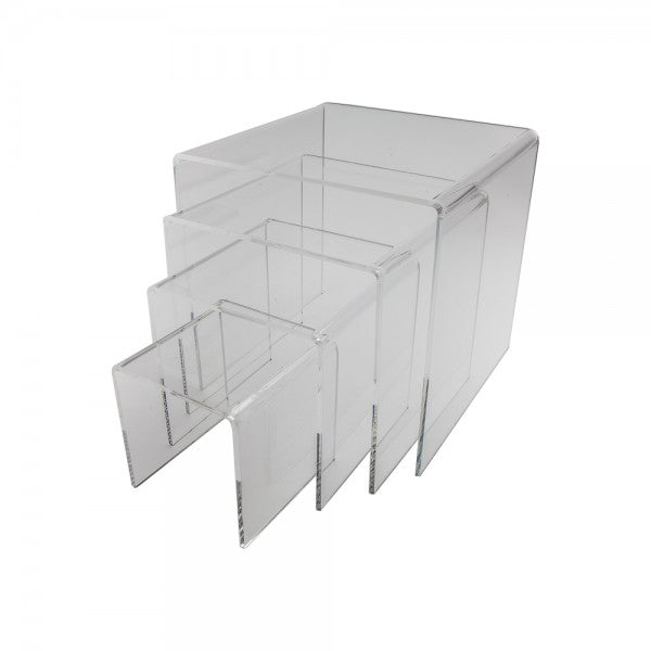 Clear Acrylic Risers Set Of 4 - 6", 8", 10" and 12" Squared