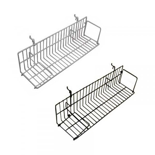 Slatwall / Gridwall Wire Shelf With Wings 23" - Available in White or Black