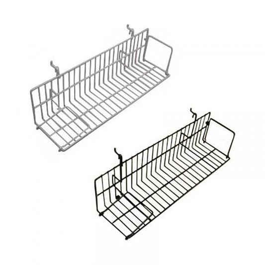 Slatwall / Gridwall Wire Shelf With Wings 23" - Available in White or Black
