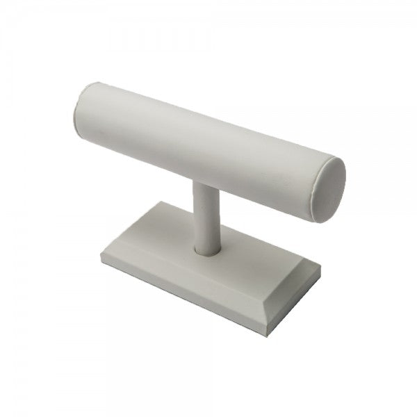 T-Bar Display 7 1/2" White Leather