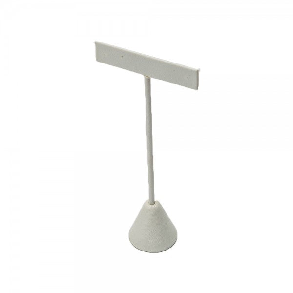 Table Top Earring Display White Faux Leather For Single Pair: 5 3/4” H