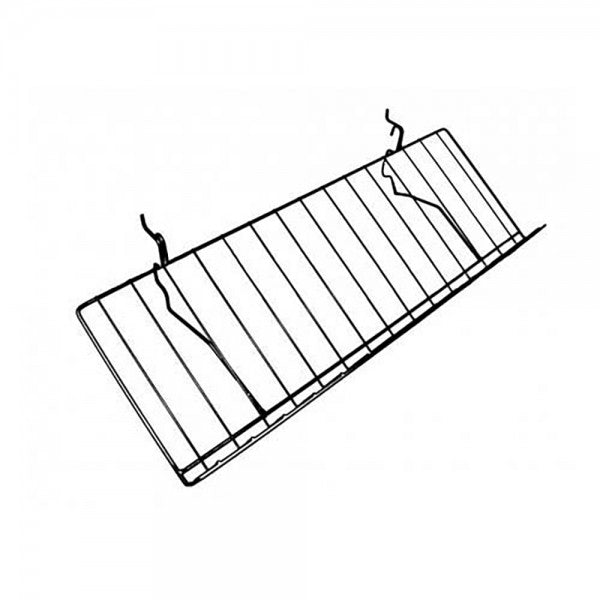 Slatwall / Gridwall Wire Angled Shelf With Lip 12" D x 23" L  - Available in White or Black