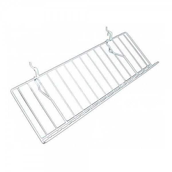 Slatwall / Gridwall Wire Angled Shelf With Lip 12" D x 23" L  - Available in White or Black