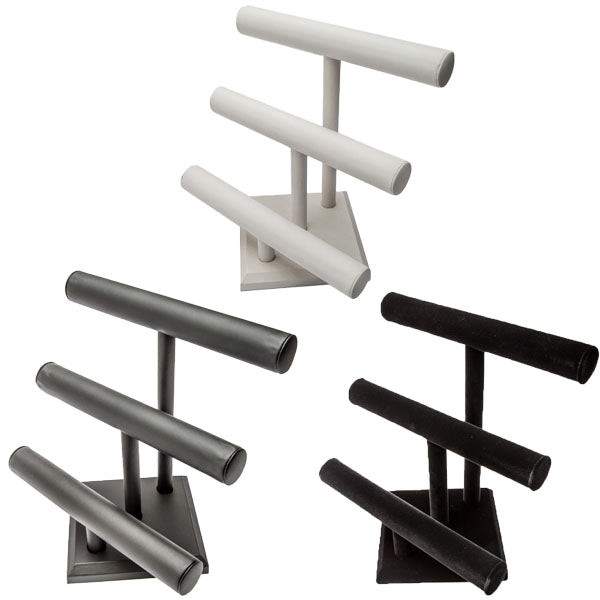 T-Bar 3 Tier Display 12.5" - Available in Black, Black Leather, and White