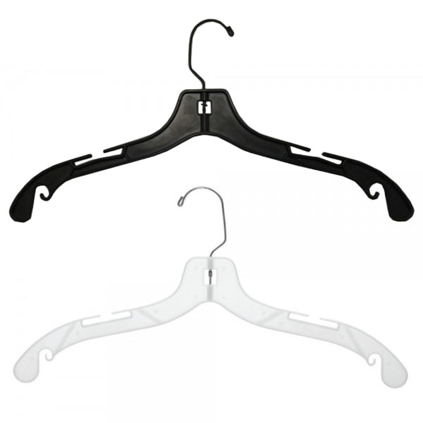 Box of 100 Heavy Duty Plastic Top Hangers 17" - Available in Clear and Black