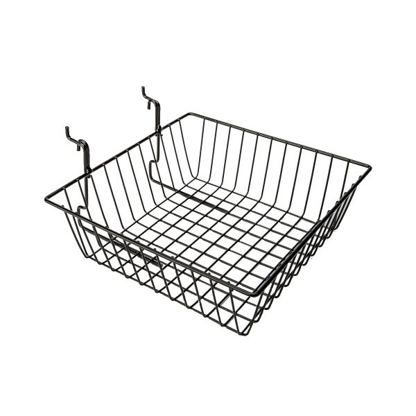 Gridwall, Slatwall, Pegboard Basket 12" x 12" x 4" - Available in White or Black