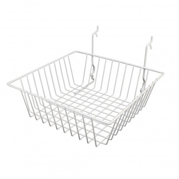 Gridwall, Slatwall, Pegboard Basket 12" x 12" x 4" - Available in White or Black