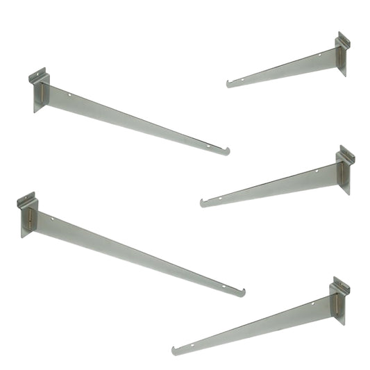 Chrome Slatwall Shelf Brackets - Available in Several Lengths