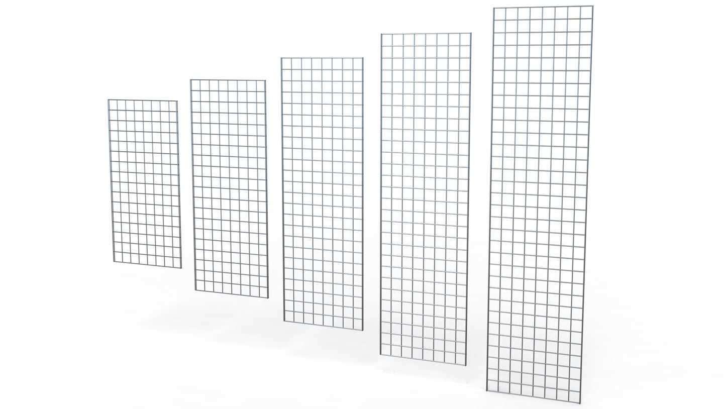 All 2 Ft Wide Chrome Gridwall Panels Available in Several Height