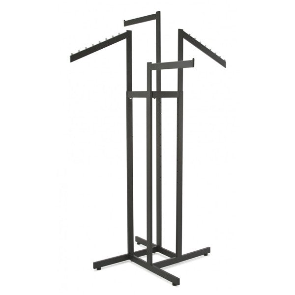 Black Clothing Rack 4 Way - 2 slanted and 2 straight arms