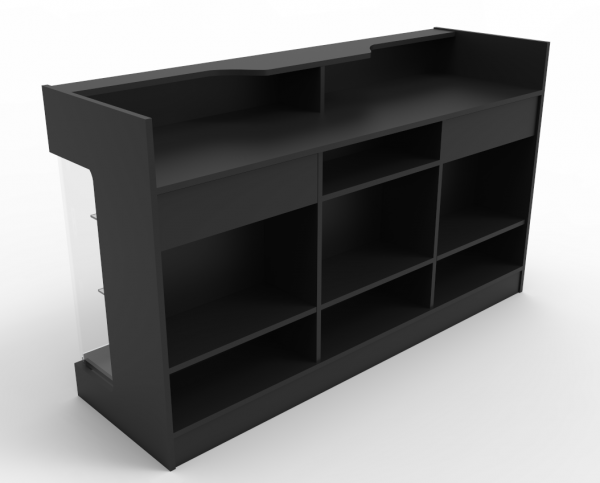 Ledgetop Counter with Showcase Front - 6' Black