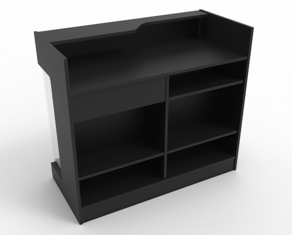 Ledgetop Counter with Showcase Front - 4' Black