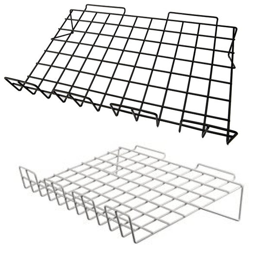 Sloping Slatwall 24" x 14" Shelf With A 3" Lip  - Available in Black and White