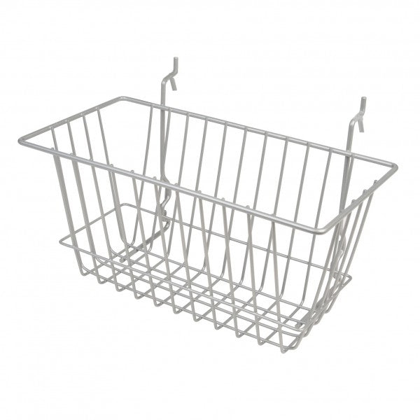 Gridwall, Slatwall, Pegboard Basket 12" x 6" x 6" - Available in White, Chrome or Black
