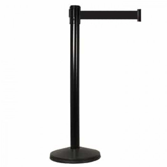 Black Stanchion Post with Black Retractable Belt - Only sold in Pairs