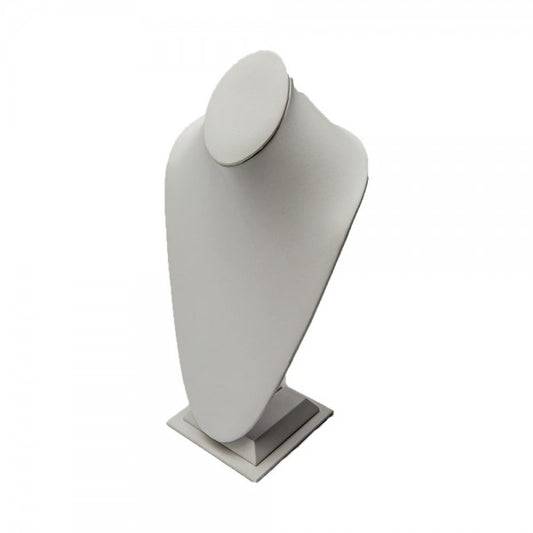 Necklace Bust White Faux Leather Extra-Tall