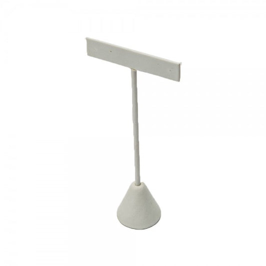 Table Top Earring Display White Faux Leather For Single Pair: 5 3/4” H