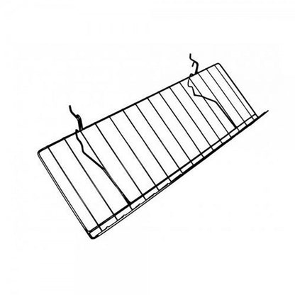Slatwall / Gridwall Wire Angled Shelf With Lip 12" D x 23" L  - Available in White or Black