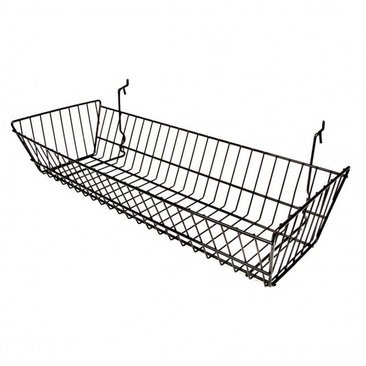 Gridwall, Slatwall, Pegboard Basket 10" x 24"x 5" - Black