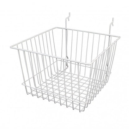 Gridwall, Slatwall, Pegboard Basket 12" x 12" x 8" - Available in Black or White