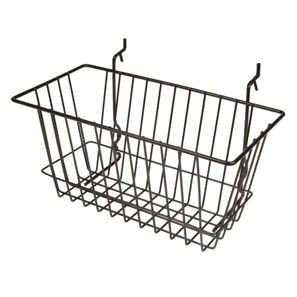 Gridwall, Slatwall, Pegboard Basket 12" x 6" x 6" - Available in White, Chrome or Black