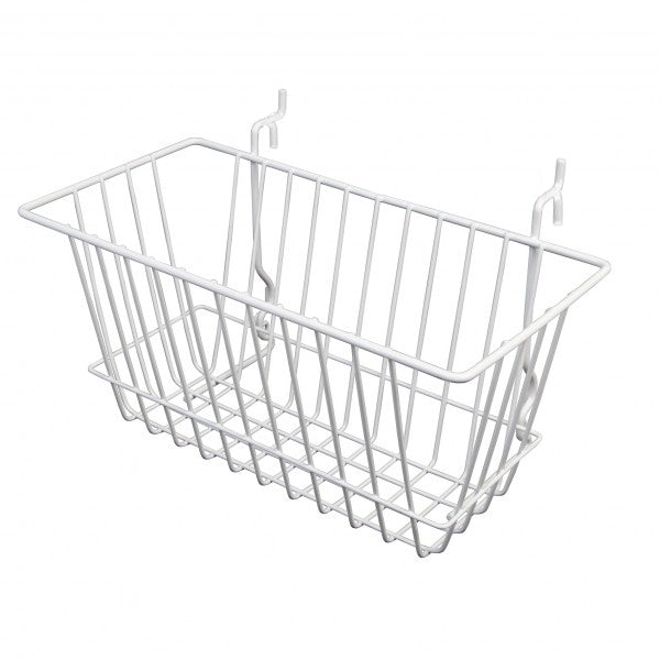 Gridwall, Slatwall, Pegboard Basket 12" x 6" x 6" - Available in White, Chrome or Black