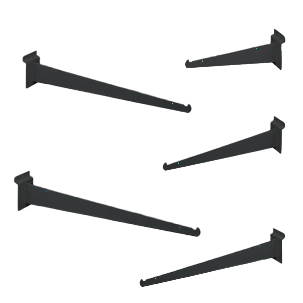 Black Slatwall Shelf Brackets - Available in Several Lengths