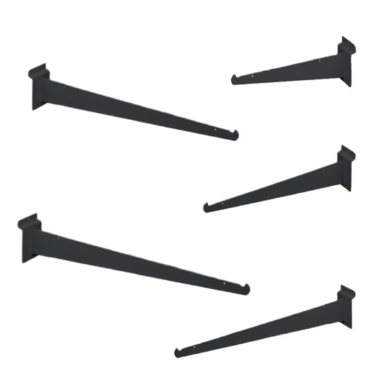 Black Slatwall Shelf Brackets - Available in Several Lengths