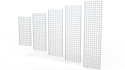 All 2 Ft Wide Chrome Gridwall Panels Available in Several Height