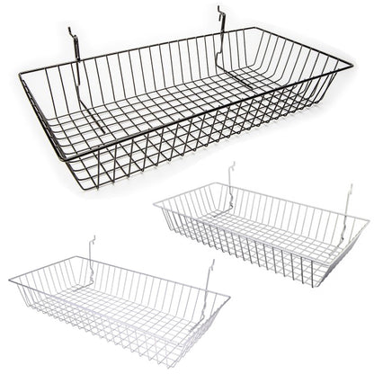 Grid/Slatwall/Pegboard Basket 24" x 12"x 4" - Available in Black or White