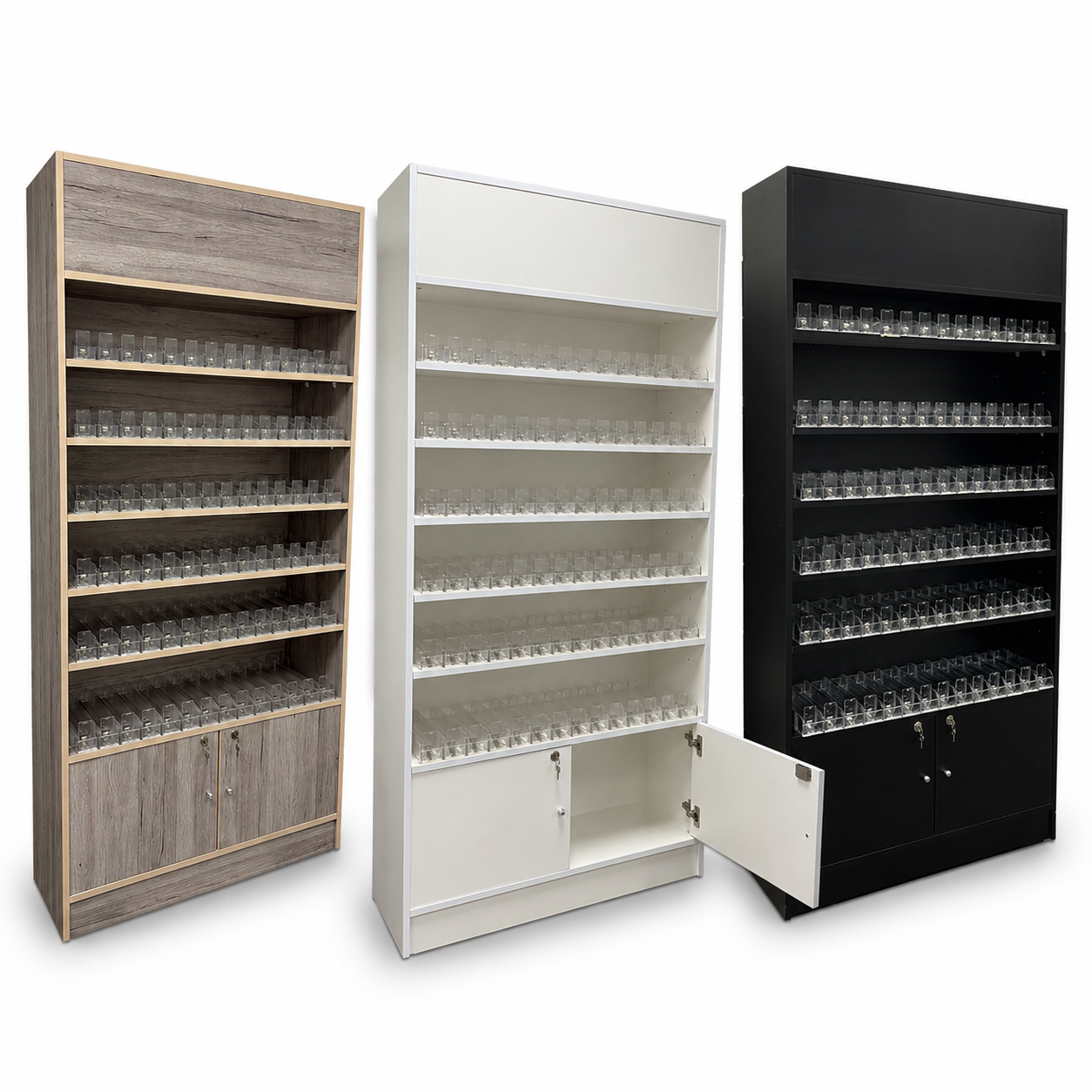 Wall Display Cabinet with Cigarette Pushers