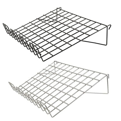 Grid Shelf 14" x 22.5" with a 3" Slant with Lip - Available in Black or Chrome