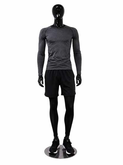 High-Gloss Black Male Mannequin – Full Body Retail Display