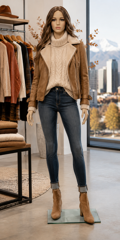 Female Plastic Mannequin with Straight Arms & Base – Retail Clothing Display