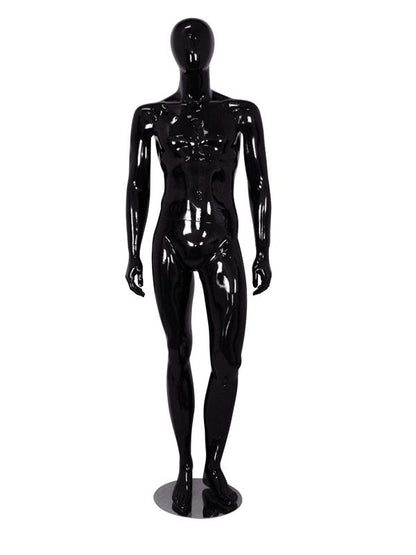 High-Gloss Black Male Mannequin – Full Body Retail Display