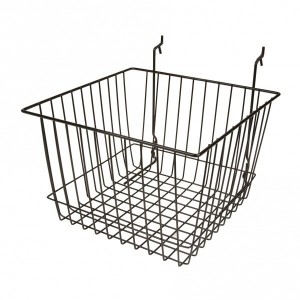 Shallow Wire Baskets for Gridwall/Slatwall/Pegboard Pack 6 BLACK,CHROME 