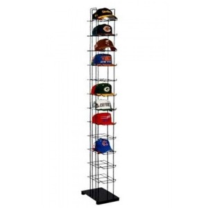 Floor standing cap rack has 12 shelves, each shelf holds 12 baseball caps.  Sold as Each.