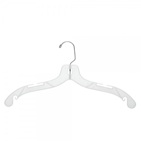 Extra Wide 17 1/2 White Plastic Clothes Hangers Set of 3