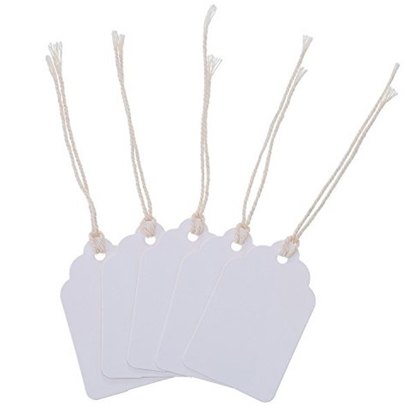 White Paper Tags With Strings Multiple Sizes Available